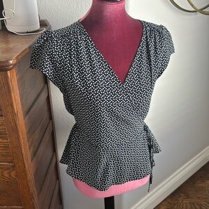 Hearts detail classic wrap blouse